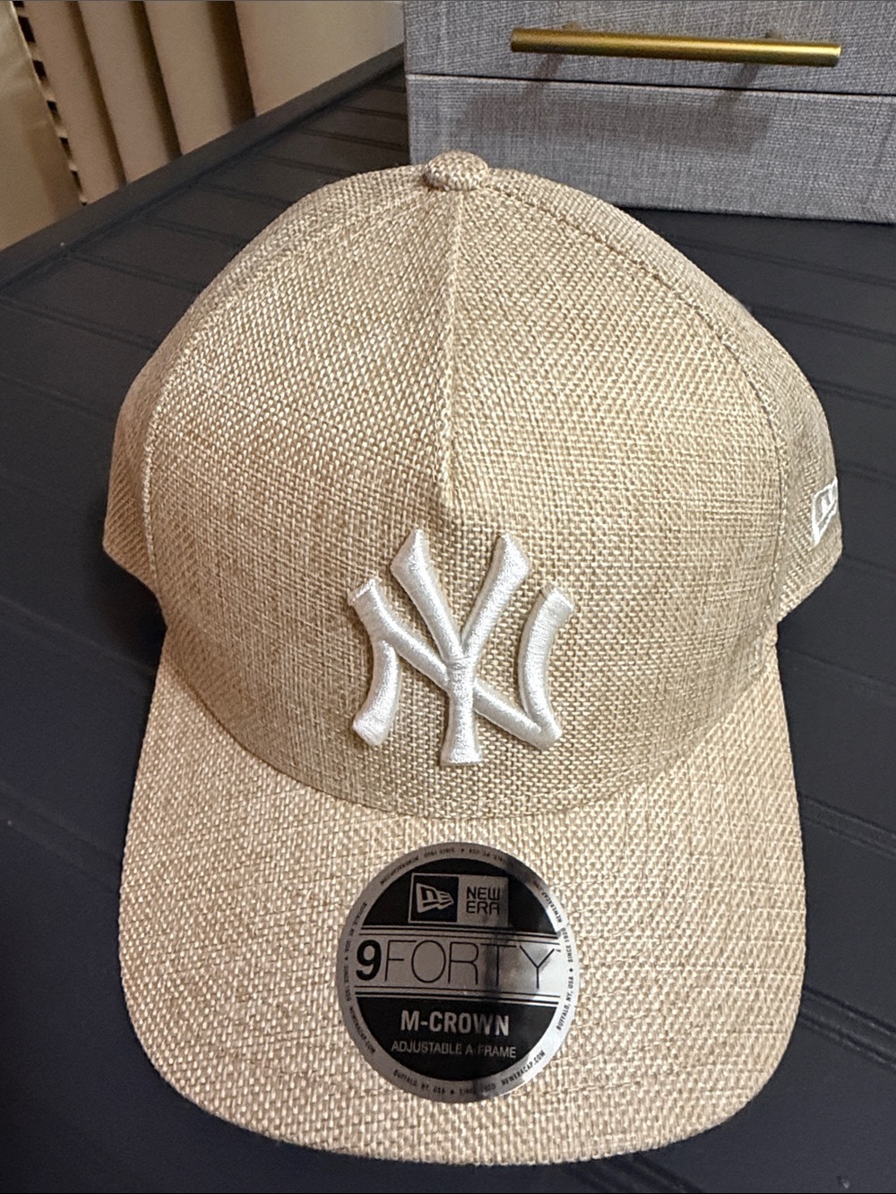 New Era Beige NY Yankees Straw-Texture 9FORTY Cap